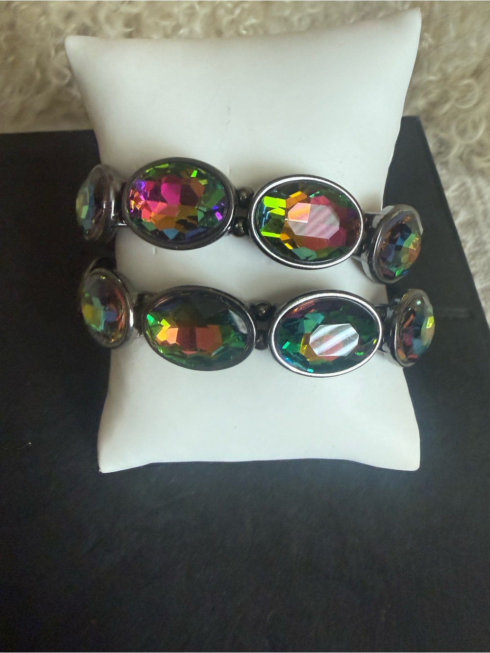 Multicolor Mystic Crystal Oval Stretch Bracelet - Women Jewelry